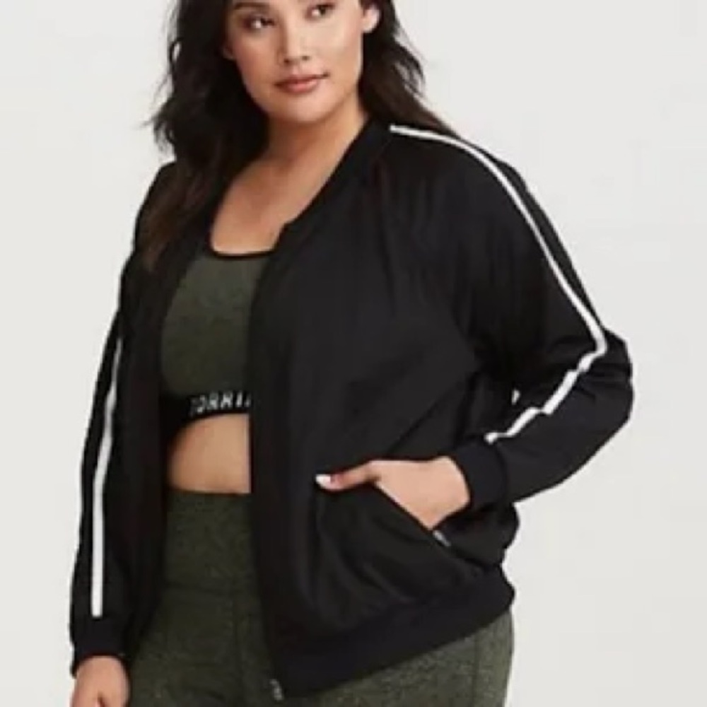 Torrid white stripe black jacket like new